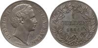1 Gulden 1866 Bayern, Königreich Ludwig II., 1864 - 1886 Vorzüglich - Stempelglanz, feine Tönung, min. Kr.