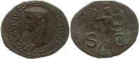 Römische Kaiserzeit, Rom As Claudius, 41 - 54, Büste n.l. / Minerva mit Schild und erhobenem Speer -