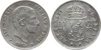 Philippinen 10 Centavos de Peso Alfonso XII. von Spanien, 1874 - 1885, Manila -