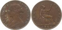 Großbritannien 1/2 Penny (Halfpenny) Victoria, 1837 - 1901, aus alter Sammlung mit Tuscheziffer -