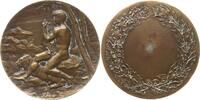Bronzemedaille o.J. (~ 1910) Frankreich, 3. Republik v. Mouchon, unbekleideter Harfenspieler in Gebirgslandschaft mit Löwe / Kranz Sehr schön - v...