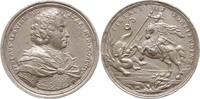 Russland Weißmetallmedaille, späterer Guss auf die Schlacht bei Poltava, von G. Hautsch, Peter der Große, 1689 - 1726 -