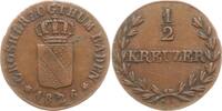 Baden, Großherzogtum Cu 1/2 Kreuzer Ludwig, 1818 - 1830 -