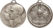 Casa Savoia, Haus Savoyen Tragbare versilberte Bronzemedaille Auf die Hochzeit von Umberto II. und Marie José von Belgien -