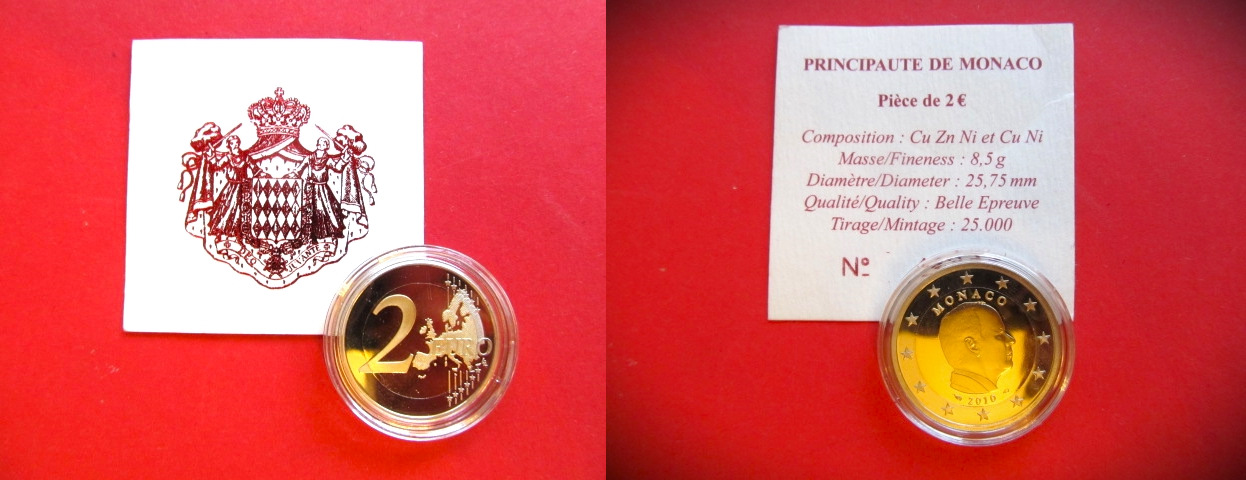 2 Euros Monaco 2010 Frappe Belle épreuve
