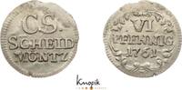 Sachsen-Albertinische Linie 6 Pfennig Friedrich August II. 1733-1763. -