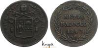 Italien-Kirchenstaat Cu 1/2 Baiocco 1843 R Gregor XVI. 1831-1846. TTB
