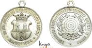 Schützenmedaillen Tragbare versilberte Bronzemedaille Komotau / Chomutov, Böhmen -
