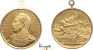 Erster Weltkrieg Tragbare vergoldete Bronzemedaille Kaiser Wilhelm II. von Preußen *1859 Berlin, + 1941 Doorn, Niederlande. -