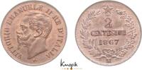 Italien-Königreich 2 Centesimi 1867 M Vittorio Emanuele II. 1859/1861-1878. FDC