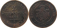 SACHSEN ALBERTINISCHE LINIE 2 PFENNIG 1864 B Johann 1854-1873. S-SS 5,00 EUR  + 5,99 EUR frais d'envoi