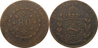 BRAZIL 80 REIS Pedro II. 1831 - 1889 -