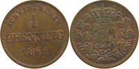 PFENNIG 1871 BAYERN Ludwig II. 1864-1886. SCHILD IM AVERS FEHLPRÄGUNG SS
