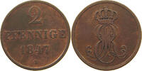 BRAUNSCHWEIG CALENBERG HANNOVER 2 PFENNIG 1847 Ernst August 1837-1851. SS- 8,00 EUR  + 5,99 EUR frais d'envoi
