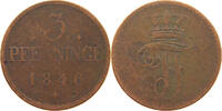 MECKLENBURG SCHWERIN 3 PFENNIG Friedrich Franz II. 1842-1883. -