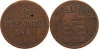 SACHSEN ALBERTINISCHE LINIE 2 PFENNIG Friedrich August II. 1836-1854. -