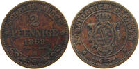 SACHSEN ALBERTINISCHE LINIE 2 PFENNIG Johann (1854-1873) -