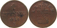 SACHSEN ALBERTINISCHE LINIE 1 PFENNIG Friedrich August II. (1836-1854) -