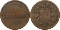 BAYERN 1 PFENNIG Maximilian II. Joseph (1848-1864) -