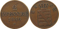 SACHSEN ALBERTINISCHE LINIE 2 PFENNIG Friedrich August II. (1836-1854) -