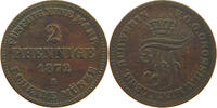 MECKLENBURG SCHWERIN 2 PFENNIG 1872 B Friedrich Franz II. 1842-1883 SS- 9,00 EUR  + 5,99 EUR frais d'envoi