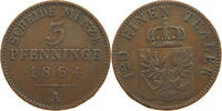 BRANDENBURG PREUSSEN 3 PFENNIG Wilhelm I. (1861-1888) -