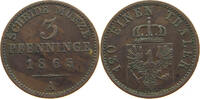BRANDENBURG PREUSSEN 3 PFENNIG Wilhelm I. (1861-1888) -