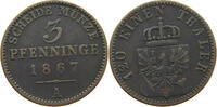 BRANDENBURG PREUSSEN 3 PFENNIG Wilhelm I. (1861-1888) -