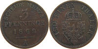 BRANDENBURG PREUSSEN 3 PFENNIG Wilhelm I. (1861-1888) -