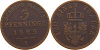 BRANDENBURG PREUSSEN 3 PFENNIG Wilhelm I. (1861-1888) -