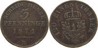 BRANDENBURG PREUSSEN 3 PFENNIG Wilhelm I. (1861-1888) -