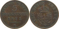 BRANDENBURG PREUSSEN 3 PFENNIG Wilhelm I. (1861-1888) -