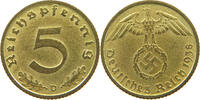 DRITTES REICH 5 REICHSPFENNIG 1938 D SS 6,00 EUR  + 5,99 EUR frais d'envoi