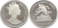ISLE OF MAN 1 CROWN ELIZABETH II. (1952-2022) OLYMPIC GAMES SYDNEY SILVER -
