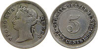 STRAITS SETTLEMENTS 5 CENTS VICTORIA (1837-1901) -