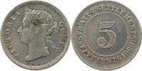 STRAITS SETTLEMENTS 5 CENTS VICTORIA (1837-1901) -