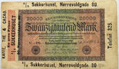 20000 MARK  DENMARK OVERPRINT UKKERHUSET NORREVOLGADE 80 SS