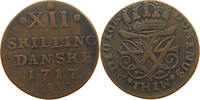 12 SKILLING 1717 DENMARK FREDERIK IV. (1699-1730) COPPER TIMELY RESTRIKE SS
