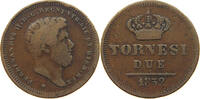 ITALY KINGDOM OF TWO SICILIES 2 TORNESI 1852 Ferdinand II. (1830-1859) S 30,00 EUR  + 5,99 EUR frais d'envoi