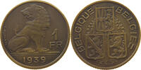 BELGIUM FRANC 1 FRANC 1939 PATTERN MATTE BRONZE Wijnants -