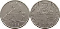 BELGIUM 5 FRANCS MINTING ERROR 5 FRANCS 1938 90° DIE ROTATION RIGHT -