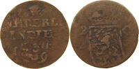 NETHERLANDS EAST INDIES 2 CENTS WILLEM I. 1815-1840 2 CENTS 1839 OVERSTRUCK BOTH SIDES -