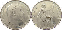 GREAT BRITAIN PENNY Edward VII., 1901 - 1910 SILVERED -
