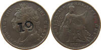 GREAT BRITAIN FARTHING GEORGE IV. (1820-1830) COUNTERMARKED 19 -