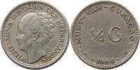 CURACAO 1/4 GULDEN Wilhelmina 1890-1948 -