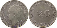 CURACAO 1/4 GULDEN Wilhelmina 1890-1948 -