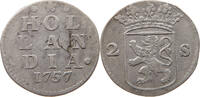 NETHERLANDS HOLLAND 2 STUIVERS 1757 SS 21,00 EUR  + 5,99 EUR frais d'envoi