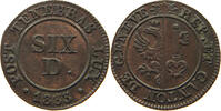 Schweiz, Genf 6 Deniers 1833 ss+ 50,00 EUR  + 5,99 EUR frais d'envoi