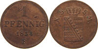 SACHSEN ALBERTINISCHE LINIE Johann (1854-1873) PFENNIG 1854 F SS
