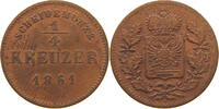 SCHWARZBURG RUDOLSTADT 1/4 KREUZER Friedrich Günther 1807-1867. -